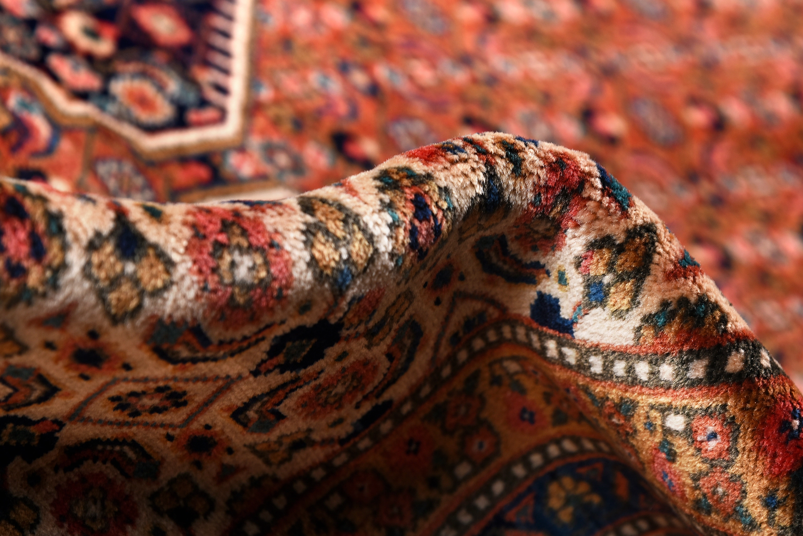 Semi-Antique Persian Mud Rug, Mahi Design ~1970