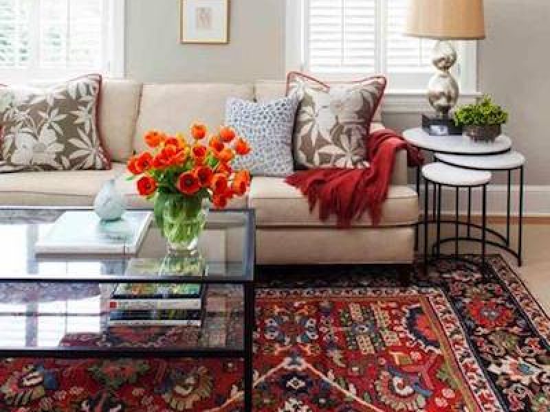 Decorating with handmade Persian red rug