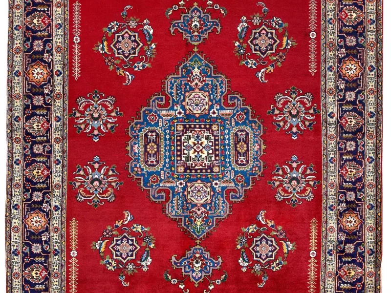 Persian Tabriz Rug ~1978, Geometric Design