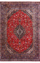 Traditional Persian Kashan Rug, Medallion Floral Design ~1980